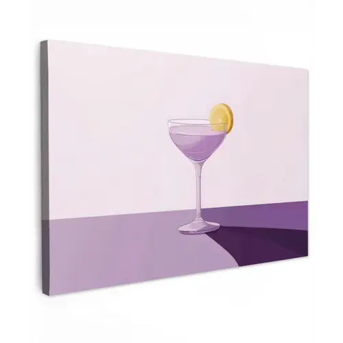 Cocktail - Paars - Minimalistisch - Citroen Tuinposter op houten frame 2 cm dik klein -3d