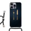 Bestek - Donkerblauw - Goud Hoesje iPhone 16 Pro Max met koord klein -3d