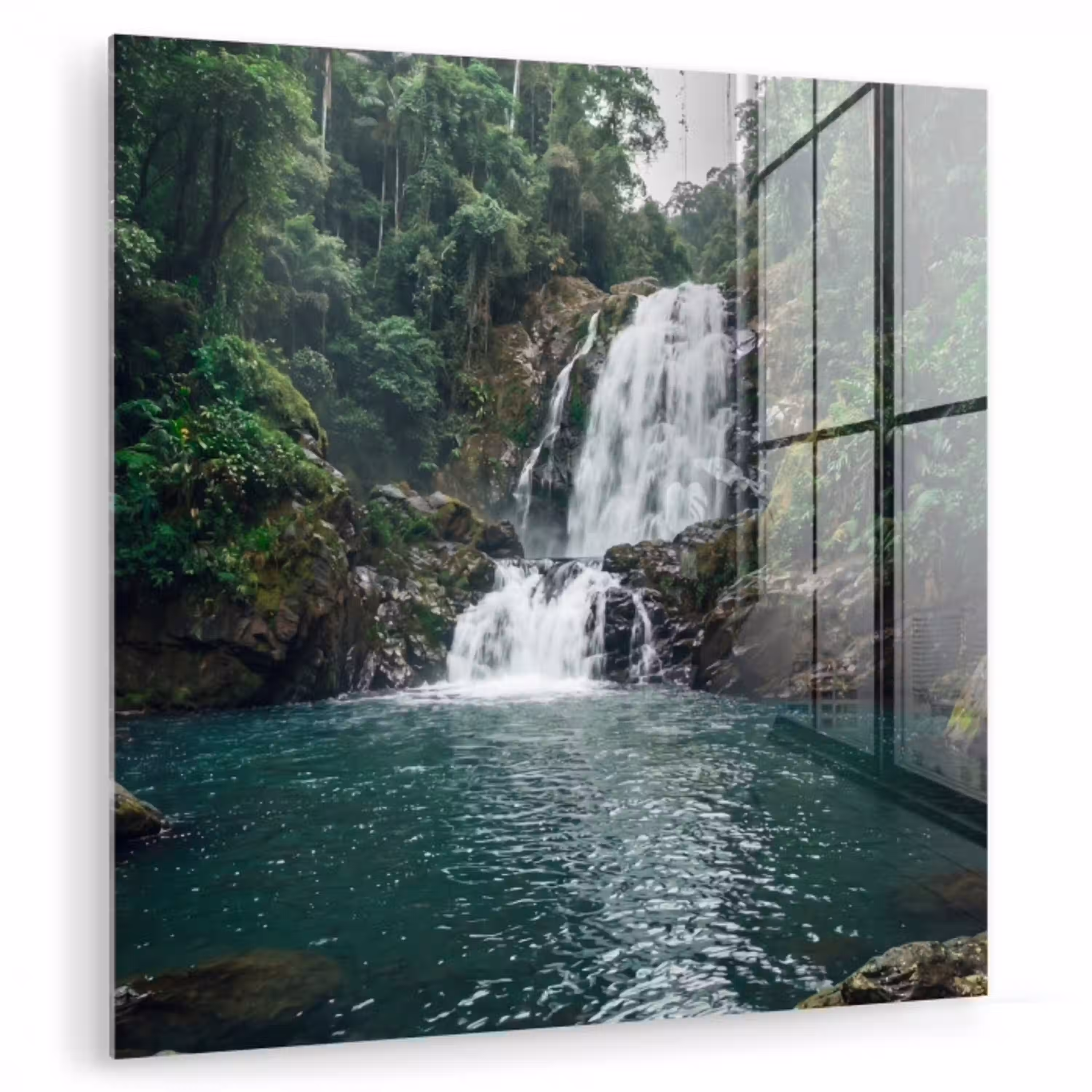 Waterfall - Forest - Nature - Greenkhgyguyg plexiglas 5mm klein -zzzproduct_nieuw