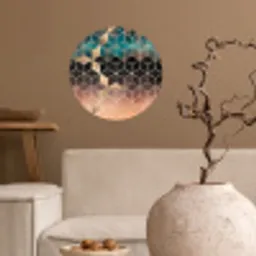 Abstract - Kubus - Goud - Patronen - Luxe Wandcirkel behangsticker klein -sfeer1