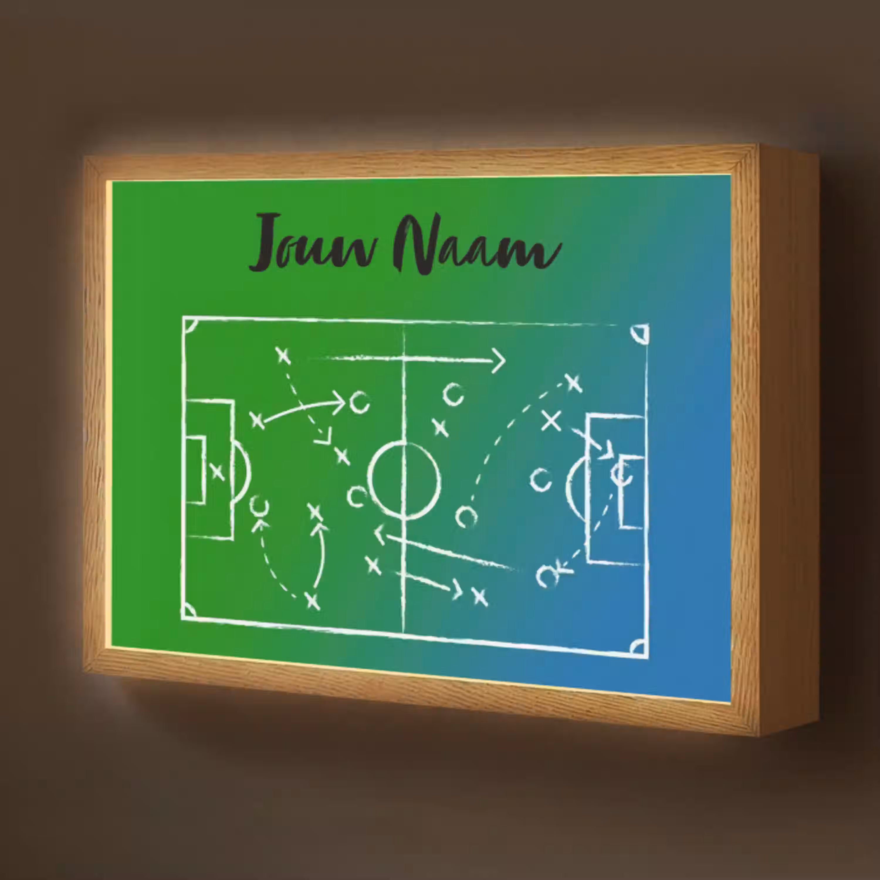 Voetbal - Tactiek - Spel - Groen - Blauw Light Box met batterij (Wandlamp kind) middel -z3d_website