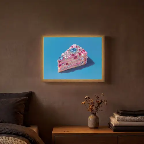 Taart - Edelstenen - Glitters - Roze Light Box met batterij (Wandlamp) middel -sfeer4