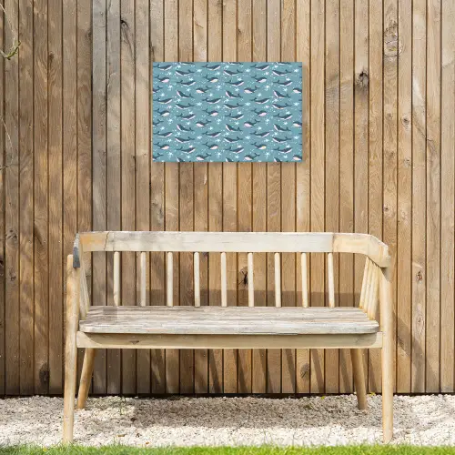 Klein - Oceaan - Walvis - Zeester Tuinposter op houten frame 2 cm dik klein 845 -sfeer4