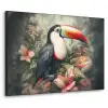 Toekan - Vogels - Bloemen - Planten - Tropisch Textielframe zwart klein -3d
