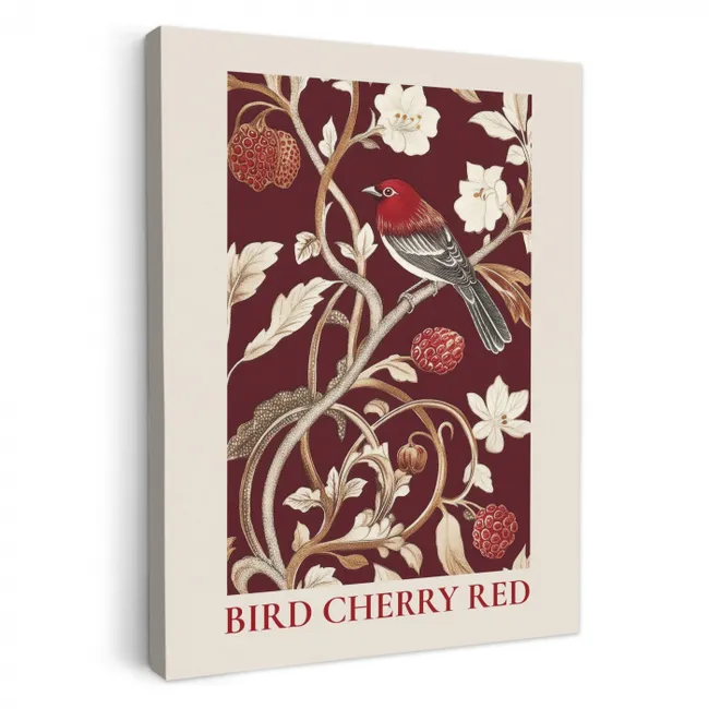 Leinwandbilder - Vogel - Bordeaux - Blumen - Beeren