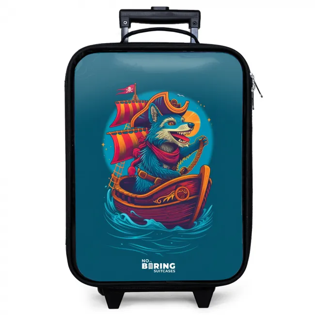 Piraten wasbeer op een boot Kinderkoffer - Zwart klein -zzz_website3d