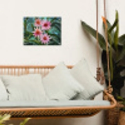 Bloemen - Roze - Glasmozaïek tuinposter los doek klein -sfeer7