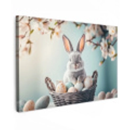 Konijn - Eieren - Mand Tuinposter op houten frame 2 cm dik klein -3d