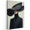 Zwart - Vrouw - Hoed Tuinposter op houten frame 2 cm dik klein -3d