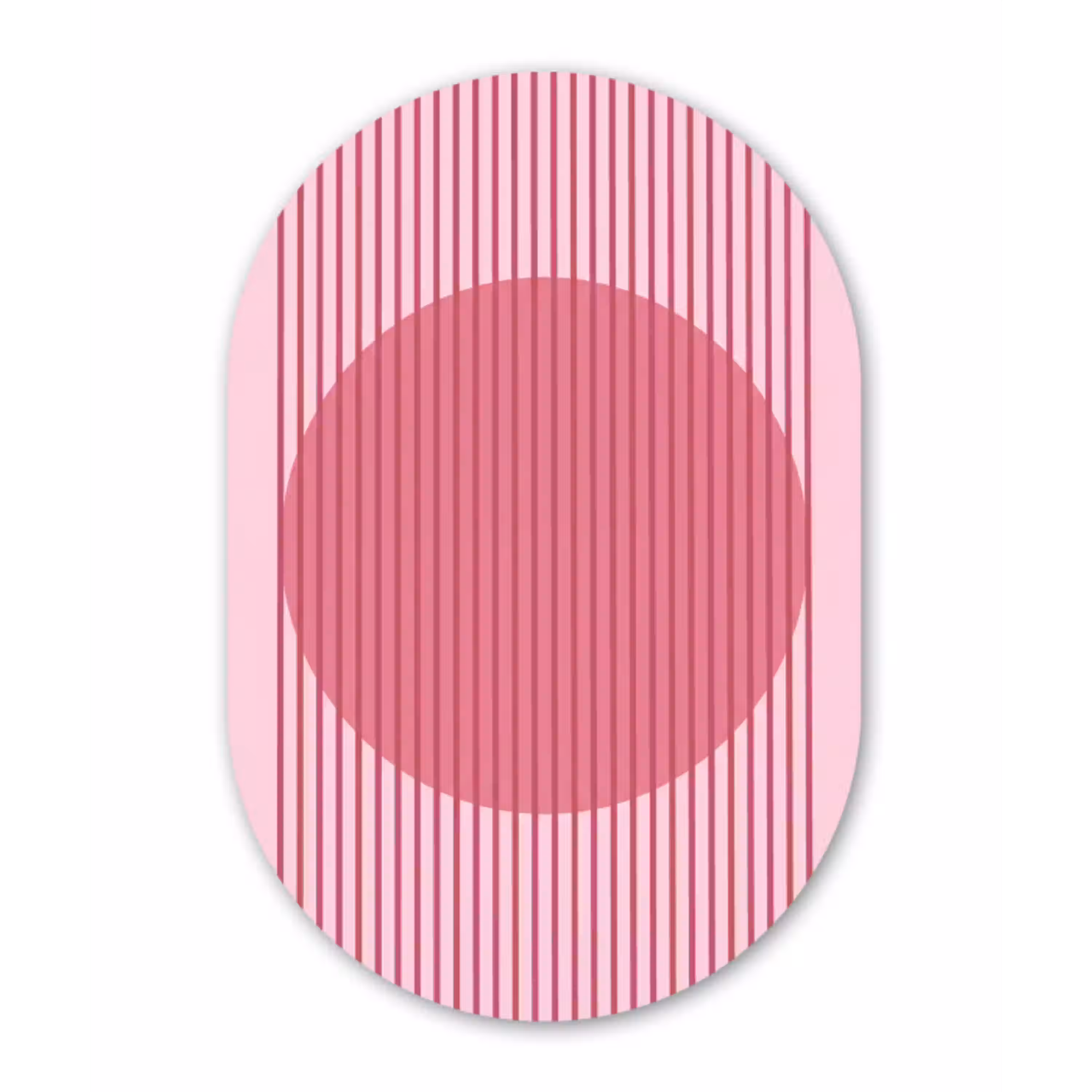 Abstract - Strepen - Ovaal - Roze - Modern Wandcirkel Ovaal Aluminium middel -3d
