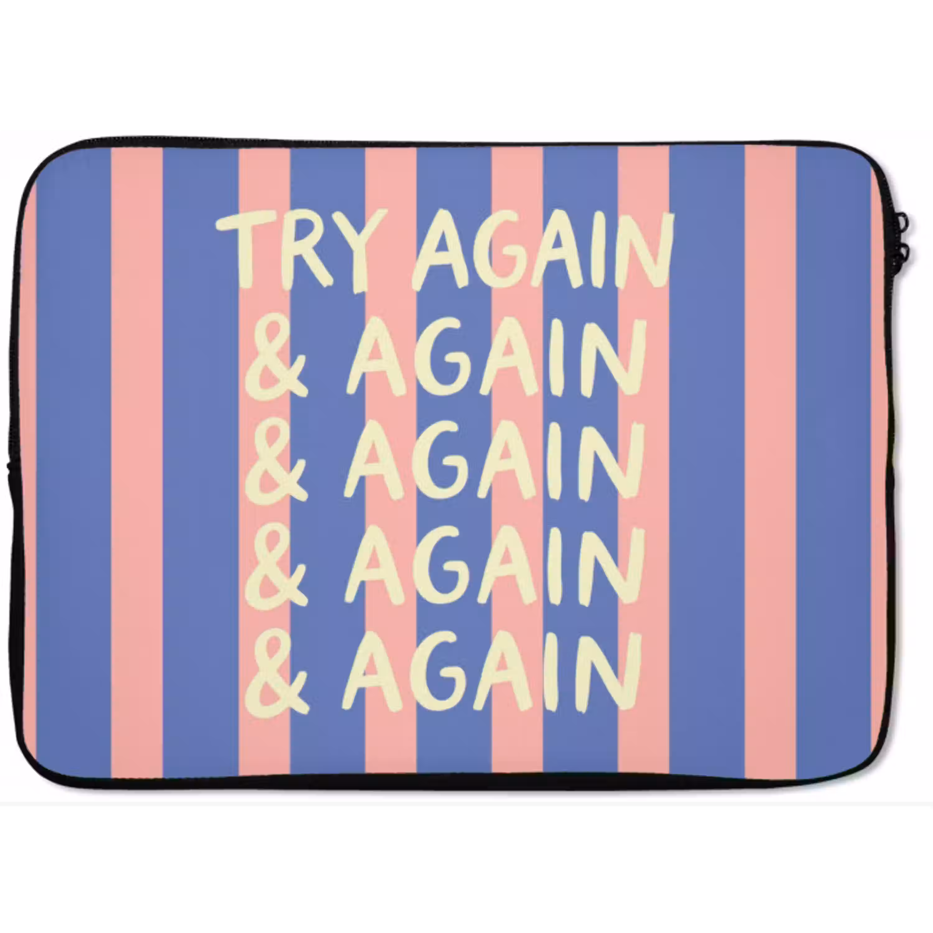 Try again - Strepen - Roze - Verticaal - Blauw laptophoes neopreen klein -zkaufland3dotto