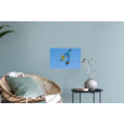Papagaai - Vliegen - Blauw - Geel Muursticker klein -plant