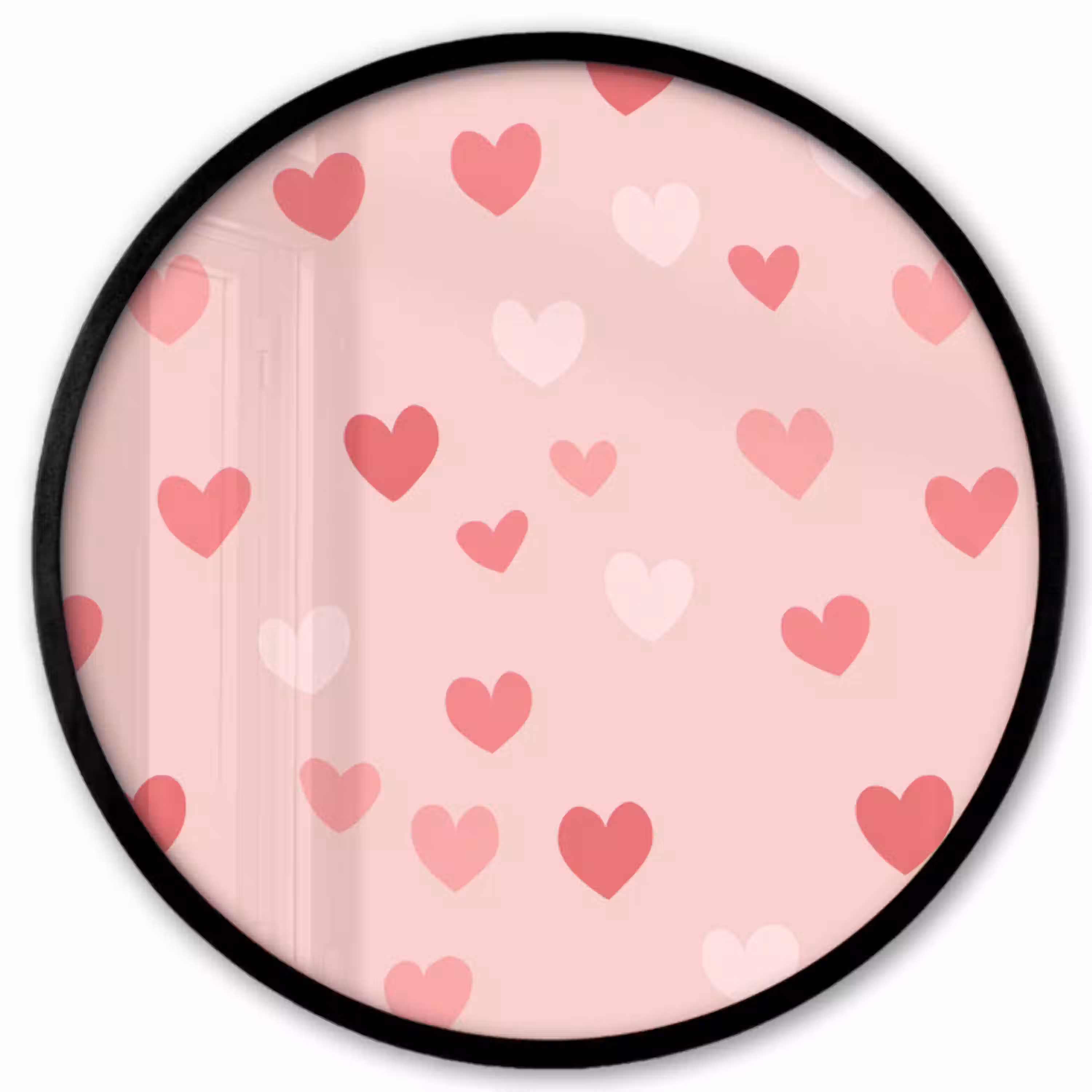 Hartjes - Patroon - Roze - Eenvoudig Fotolijst rond zonder passe partout klein -3d