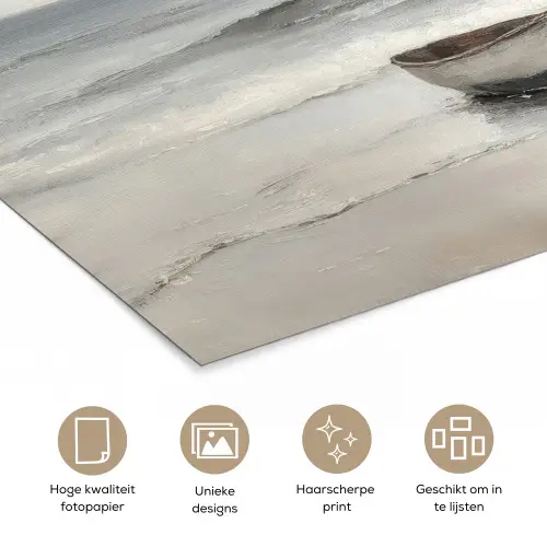 Roeiboot - Zee - Horizon poster papier klein -closeup_NL