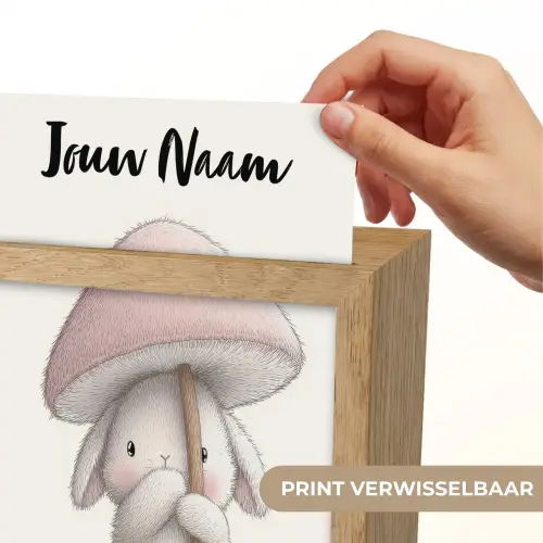 Paddenstoel - Konijn - Roze Light Box met kabel (Kinderlampje) klein -USP_websiteprintNL