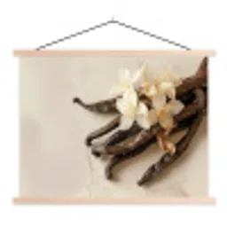 Vanille - Bloemen - Beige textielposter latten blank klein -3d