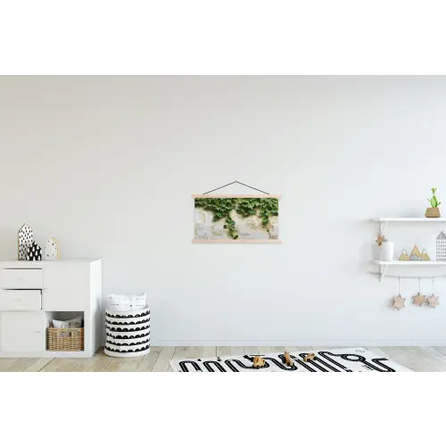 Klimop - Muur - Groen textielposter latten blank klein -kinderkamer