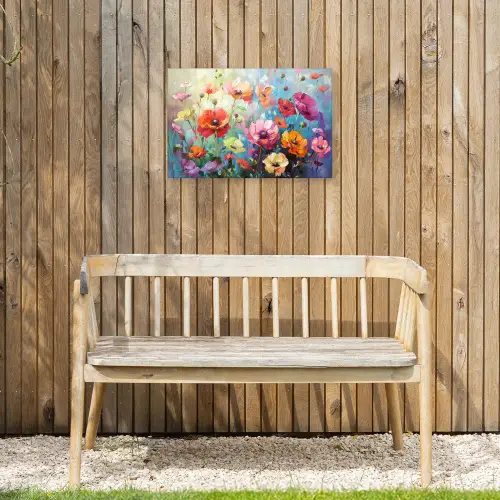 Bloemen - Kleurrijk - Waterverf - Natuur - Zomer Tuinposter op houten frame 2 cm dik klein -sfeer4