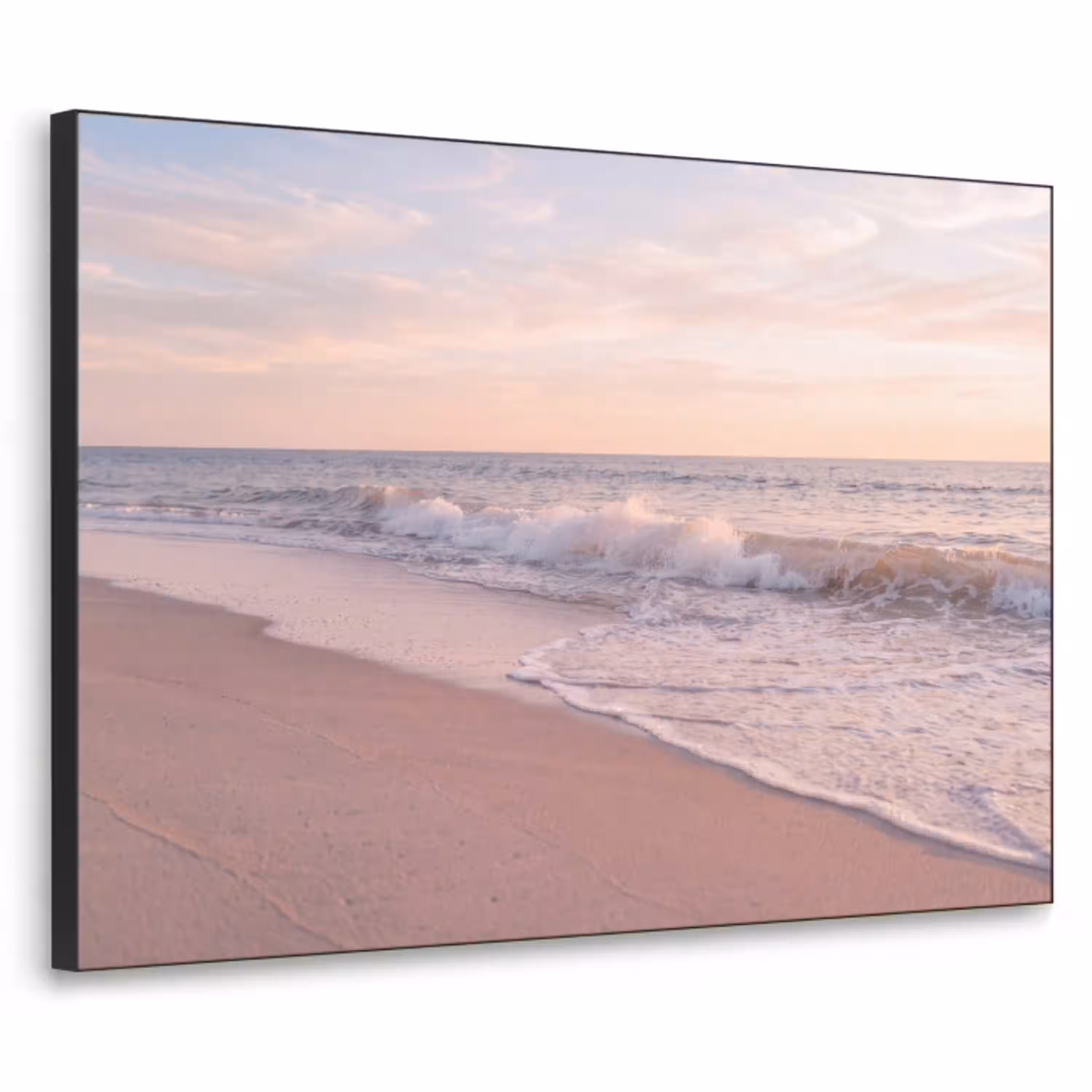 Strand - Zee - Golven - Natuur - Zonsondergang Textielframe zwart klein -3d