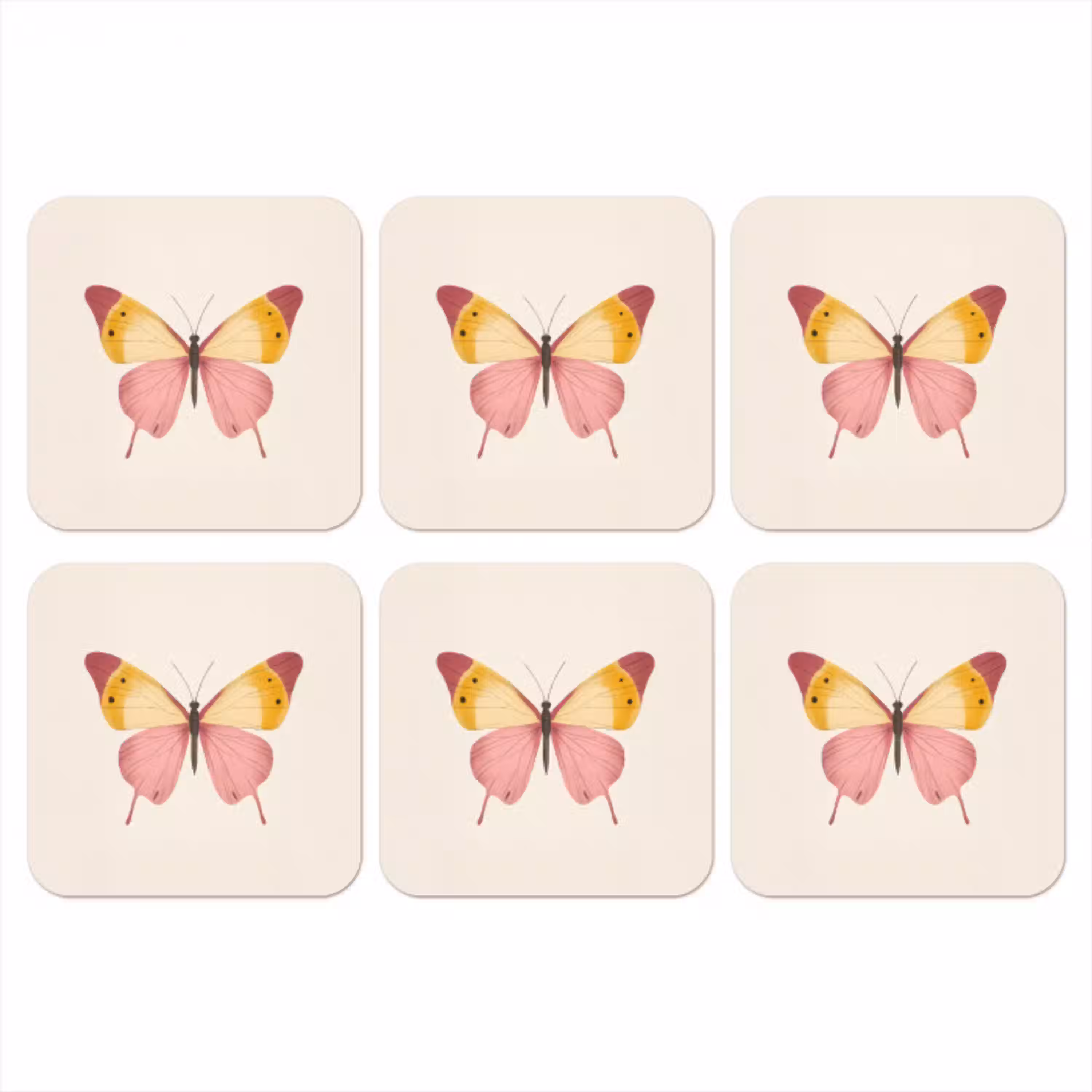 Vlinder - Illustratie - Roze onderzetter kurk middel -3d