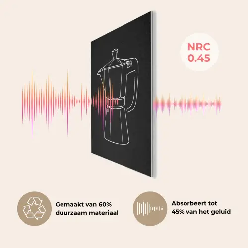 Mokkapot - Zwart - Wit - Lijntekening PET vilt klein -USP_NL
