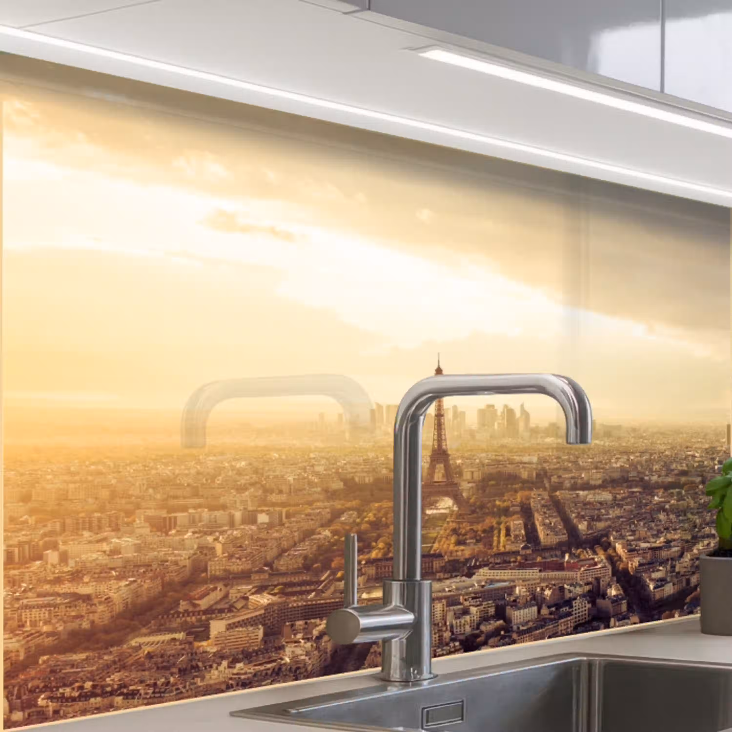 Parijs - Skyline - Zonsondergang - Steden keuken achterwand 2 middel -zzzz3d_schuin