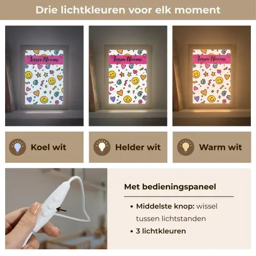 Smileys - Pictogrammen - Kleurrijk Light Box met kabel (Kinderlampje) klein -USP_lichtkleurNL