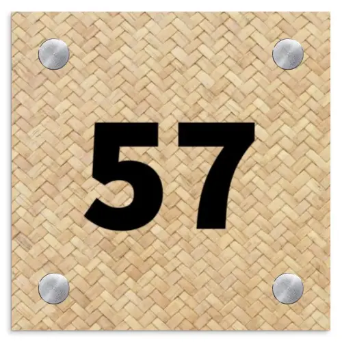 Gevlochten - Riet - Traditioneel Naambord Vierkant klein -3d