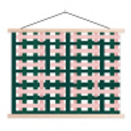 Vlechtpatroon - Groen - Roze - Grafisch textielposter latten blank klein 122 -3d