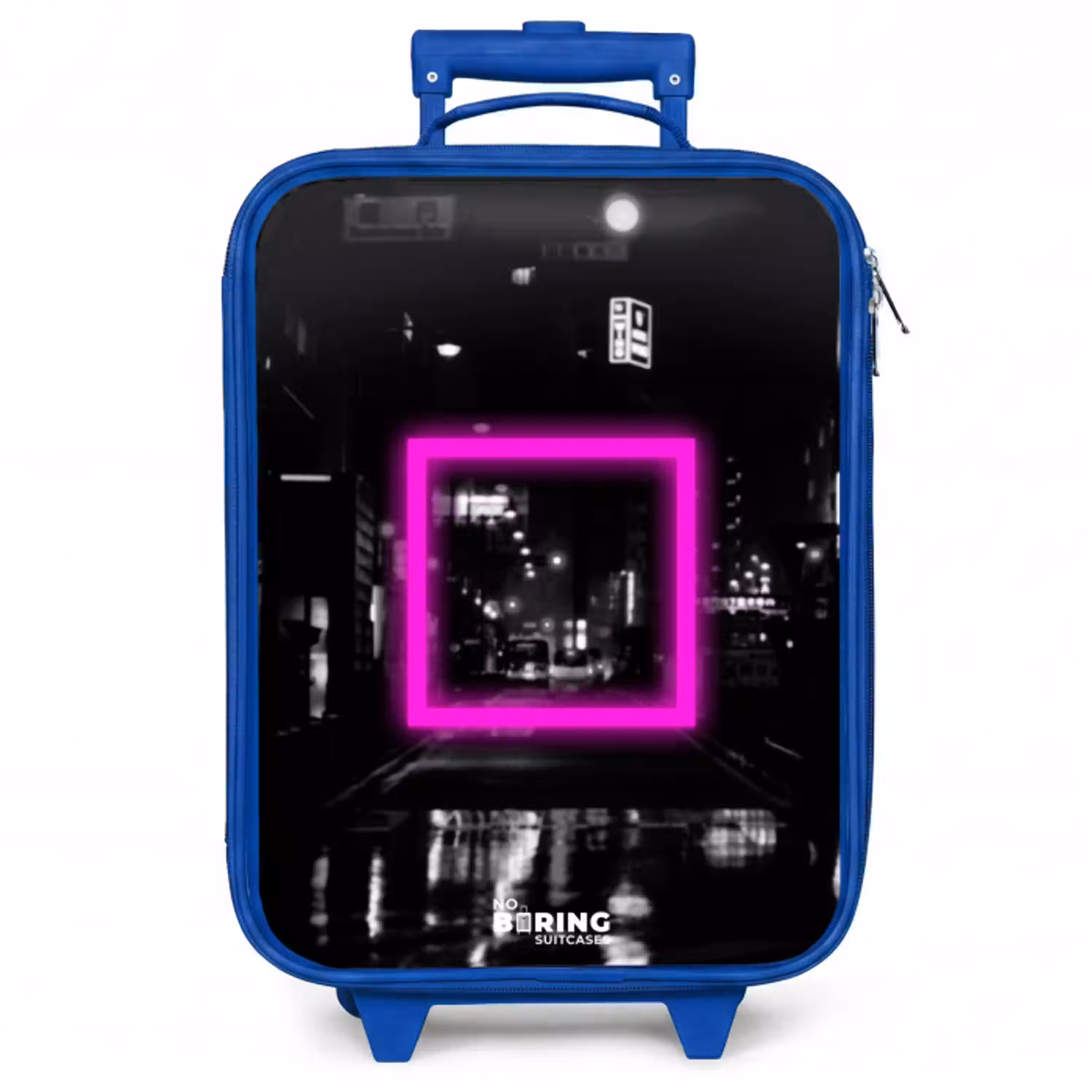 Felroze vierkant met verlichte achtergrond Kinderkoffer - Blauw klein -zzz_website3d