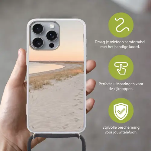 Kustlijn - Horizon - Hek Hoesje iPhone 16 Pro Max met koord klein -sfeer2_NL