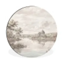 Landschap - Water - Natuur - Sepia Wandcirkel aluminium klein -3d