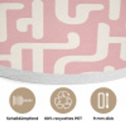 Doolhofpatroon - Roze - Wit - Abstract Akoestische PET Vilt - Rond klein 838 -closeup_DE