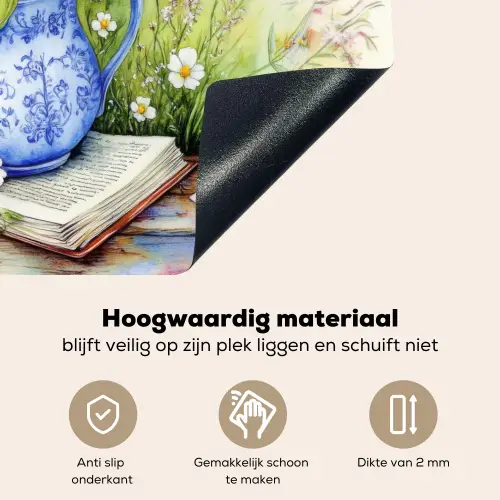 Vaas - Delftsblauw - Madeliefjes Inductie beschemer met haakjes klein -ky-onderkant-nl