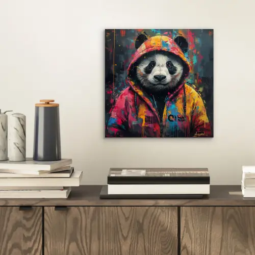 Graffiti - Panda - Jas - Kleurrijk aluminium wit klein -sfeer1