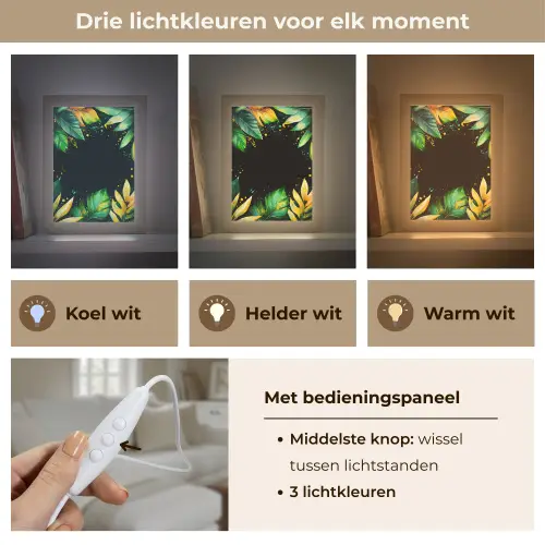 Bladeren - Groen - Geel - Verf - Jungle Light Box met kabel (Tafellamp) klein -USP_lichtkleurNL