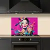 Vrouw - Portret - Abstract - Paars keuken achterwand spatscherm klein -sfeer1