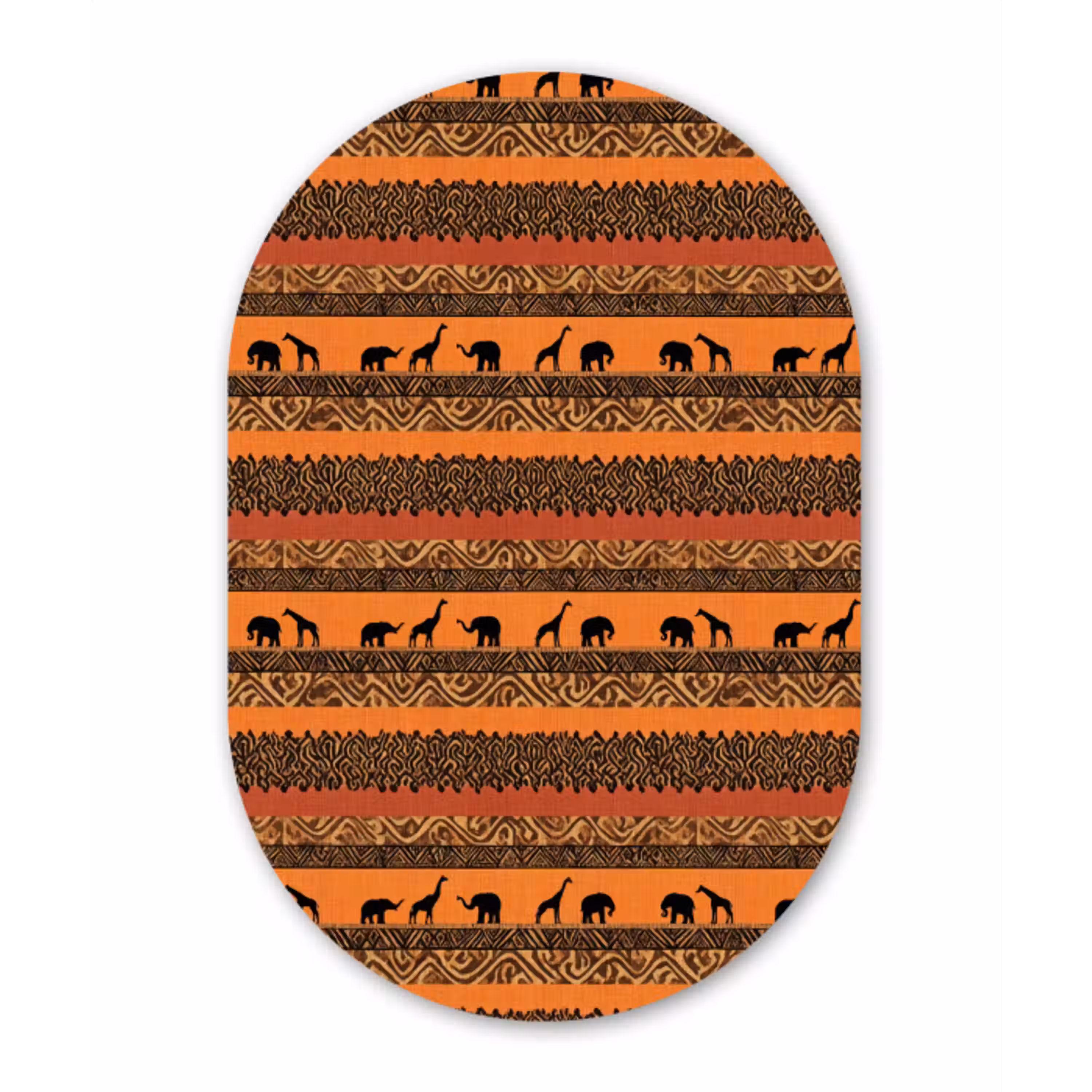 Oranje - Safari - Afrikaans - Dieren - Patroon Wandcirkel Ovaal Forex klein 630 -3d