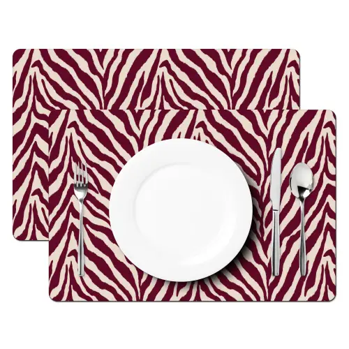 Zebra - Motief - Bordeaux - Rood Placemat vinyl groot 368 -zzsfeer2_Kitchenyeah-website