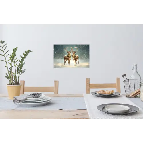 Kerstmagie - Winterwoud - Rendier Muursticker klein -eettafel