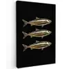 Vissen - Goud - Zwart Tuinposter op houten frame 2 cm dik klein -3d