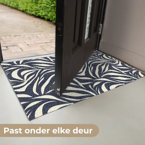 Bladvormen - Blauw - Patroon - Wit Deurmat klein 898 -USP_NL