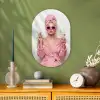 Vrouw - Roze - Wijn - Zonnebril Wandcirkel Ovaal Forex klein -sfeer2