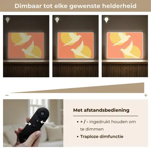 Vogels - Cirkels - Geel Light Box met batterij (Wandlamp) middel -USP_dimbaarNL