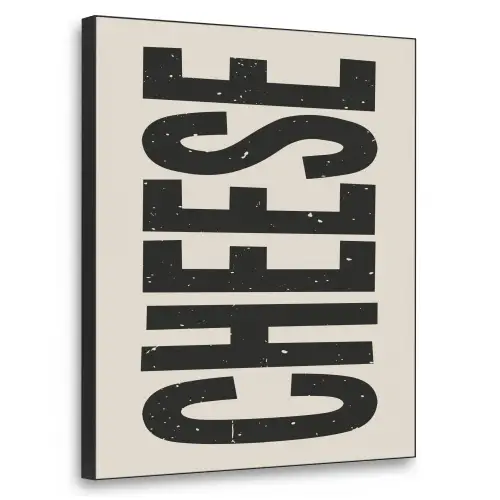 Kaas - Decoratie - Beige - Cheese Textielframe zwart klein -3d
