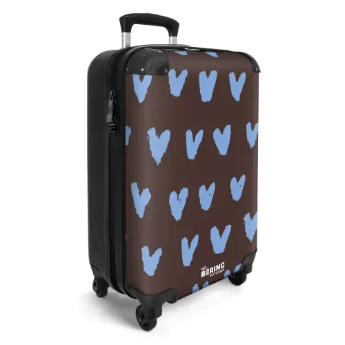 Donkerbruine achtergrond met hartachtige vormen NBS - Handbagage koffer - Kinderen Unisex middel -productfoto_3d