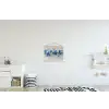 Bloemen - Blauw - Abstract textielposter latten blank klein -kinderkamer