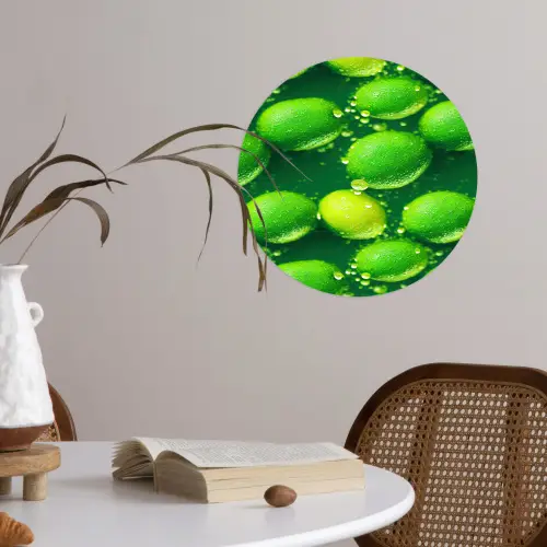 Limoen - Groen - Water Wandcirkel behangsticker klein 186 -sfeer3