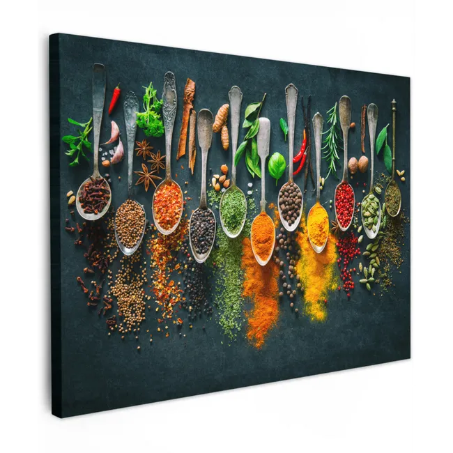 Canvas schilderij - Kruiden - Specerijen - Lepels