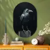Raaf - Vogels - Zwart Wandcirkel Ovaal Glas middel -sfeer2